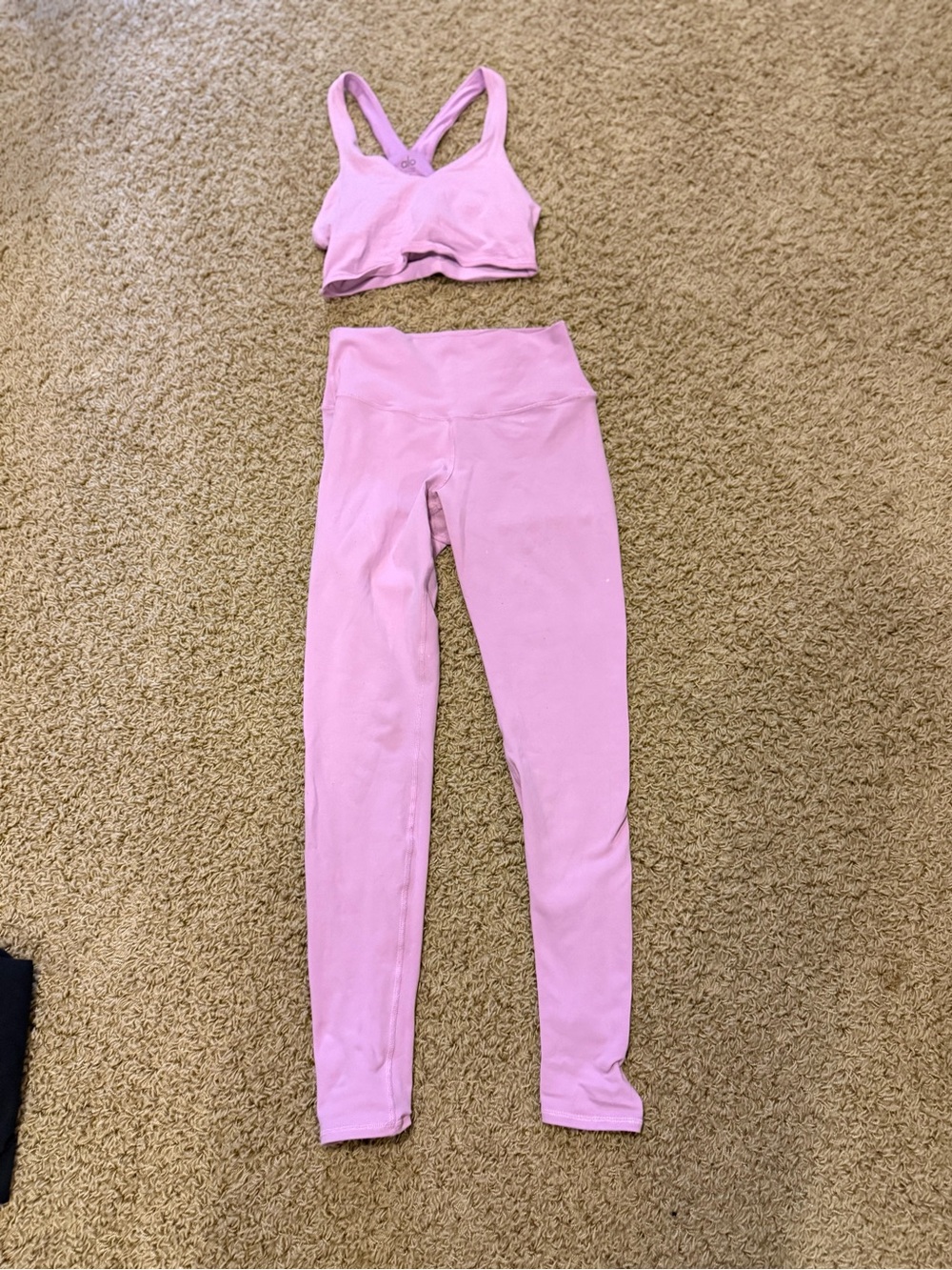 ALO Yoga crop top and legging pink set